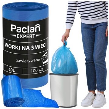 WORKI NA ŚMIECI MOCNE NIE PĘKAJĄCE 60L 100szt.