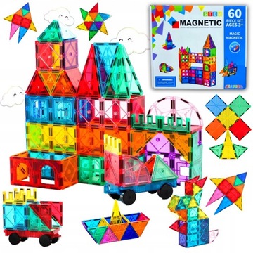 KLOCKI MAGNETYCZNE PANELE KONSTRUKCYJNE 3D EDUKACYJNE GRUBE SILNE MAGNESY