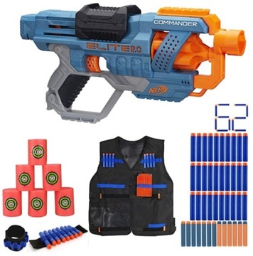NERF ELITE 2.0 COMMANDER + ЖИЛЕТ СТРЕЛЫ МИШЕНИ