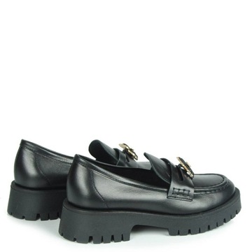 CHEBELLO 4291 ЧЕРНЫЕ КОЖАНЫЕ МОКАСИНЫ С ДЕКОРАЦИЕЙ 38