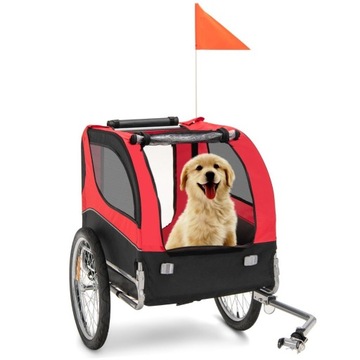 Przyczepka rowerowa transporter dla zwierząt do 40kg czerwona