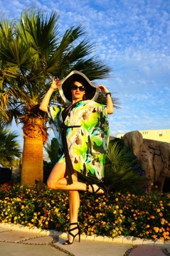 PAINT MIDI ШИФОН ПЛЯЖ ПАРЕО ТУНИКА КИМОНО