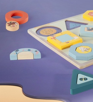 PUZZLE DREWNIANE EDUKACYJNE FIGURY GEOMETRYCZNE