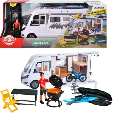 Auto Karavan Hymer S Figurkou Na Dovolenou 30 CM Dodávka Světlo Tematické Doplňky