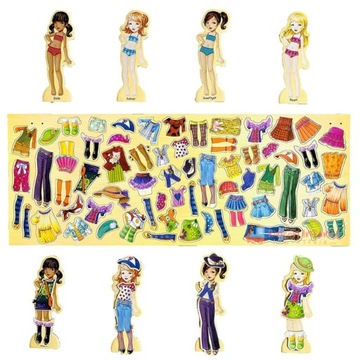 МАГНИТНАЯ ИГРА-ПАЗЛ-ОДЕВАЛКА ДЕРЕВЯННЫЕ ПАЗЛЫ МОНТЕССОРИ МАГНИТЫ