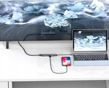 АДАПТЕР USB C HUB MACBOOK AIR PRO M1 M2 M3 ДОК-СТАНЦИЯ HDMI USB 5 в 1 PD