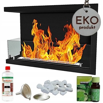 BIOKOMINEK NAROŻNY czarny ONE SIDE 60 cm LEWY 600 mm z SZYBĄ