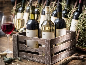 FOTOTAPETA kuchenna WINO SKRZYNKI Z WINEM