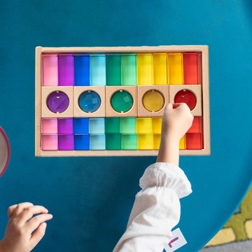 Tęczowe akrylowe kostki z kamieniami szlachetnymi Zabawki Montessori Idealny prezent Gładka kostka 35szt