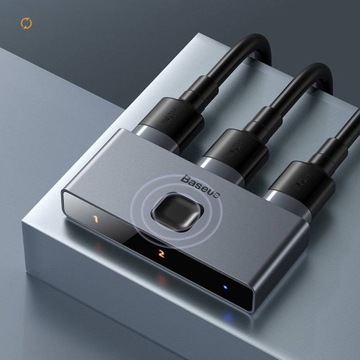 Двунаправленный переключатель BASEUS Разветвитель HDMI для 2x HDMI 4K@30 Гц, серый