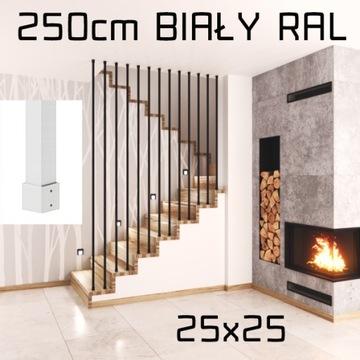 Balustrada zabudowa pionowa BIAŁA RAL 25x25 250cm