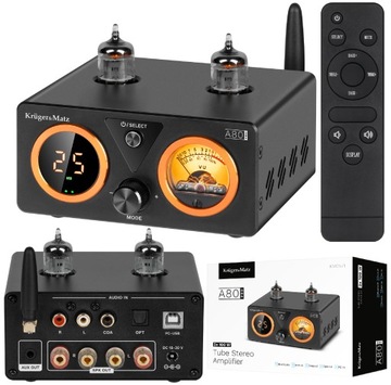 WZMACNIACZ LAMPOWY STEREO MAŁY MOCNY 2 X 100W BLUETOOTH 5.1 LED USB AUX RCA