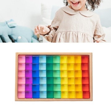 Акриловые кубики радуги с драгоценными камнями Montessori Perfect Gift Glad Cube 60 ПК