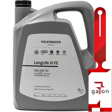VOLKSWAGEN LongLife III FE 0W30 5L - oryginalny olej silnikowy OEM VAG VW
