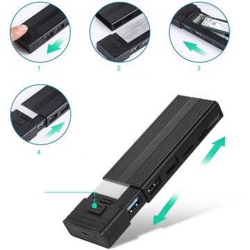 Корпус M.2 NVME SSD 2in1, функция USB3.2 HUB