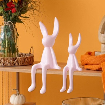 2 sztuki ceramiczne siedzące dekoracje figurki półka ozdoba abstrakcyjne zwierzę różowy