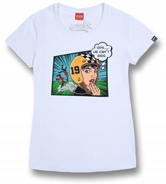 T-SHIRT DAMSKI DAVCA OPS HE CAN'T RIDE BIAŁY XS