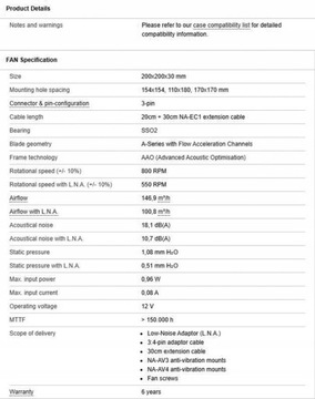 Noctua NF-A20 ШИМ Черный/5 В/5 В ШИМ/FLX/ШИМ 200 мм