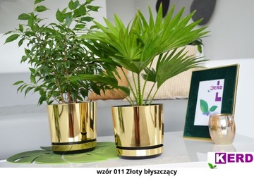 26 GOLD SHINY глянцевый ЦВЕТОЧНЫЙ ЦВЕТОК с подставкой и дренажем GLAMOUR