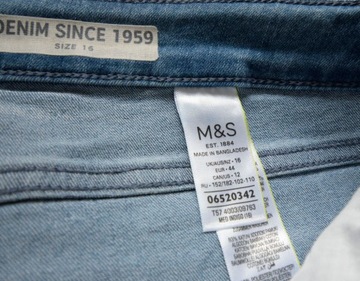 Spodenki krókie niebieskie letnie jeansowe szorty wyższy stan M&S 42/44