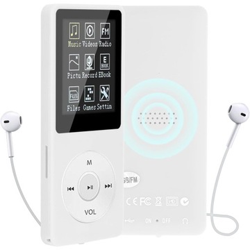 MP3-ПЛЕЕР РАДИО-ДИКТОфон SD 16 ГБ Bluetooth 5.0-плеер белый