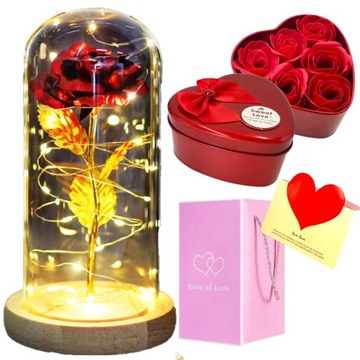 Wieczna Róża w szkle czerwona flower box rose PREMIUM DZIEŃ KOBIET GRATIS