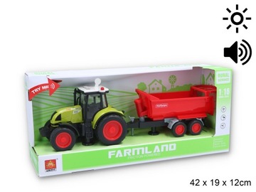 Traktor rolniczy z przyczepą z dźwiękiem i światłem