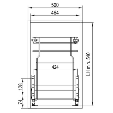 Kosz cargo 50cm 2p. 500 z systemem jezdnym cichy domyk Variant Multi REJS