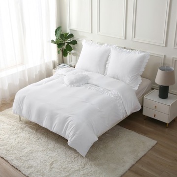 Комплект постельного белья 200 см х 220 70х80см постельное белье с рюшами и подушкой СЕРДЦЕ