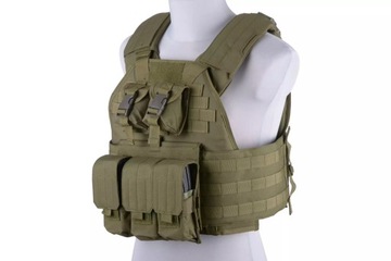 Kamizelka taktyczna ASG typu Plate Carrier - Oliwkowa - rozmiar UNIWERSALNY