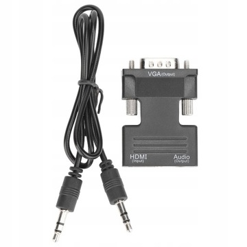 KONWERTER HDMI NA VGA Z KABLEM AUDIO 3,5 MM