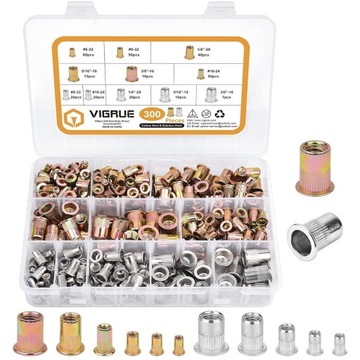 НАБОР ЗАКЛЕПКА-ГАЙКИ 300 ШТ. ЗАКЛЕПКА-ГАЙКА M3-M10 MIX 300 ШТ АЛЮМИНИЙ + СТАЛЬ