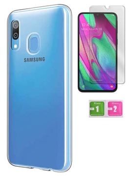Etui silikonowe 2mm do SAMSUNG GALAXY A40 pokrowiec case + szkło na ekran