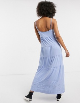 Niebieska sukienka maxi na lato na ramiączkach 40