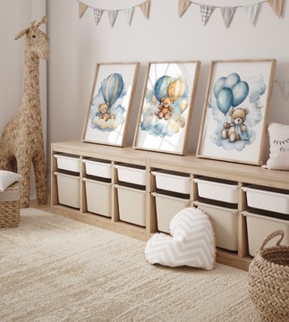 НАСТЕННЫЕ КАРТИНЫ ДЛЯ ДЕТСКОЙ КОМНАТЫ А3 НАБОР ПОСКАТЫ ДЛЯ ДЕТЕЙ, МИШКИ ТЕДДИ