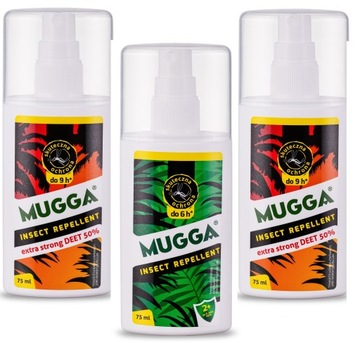 ZESTAW RODZINNY MUGGA 3X SPRAY DEET 75ml