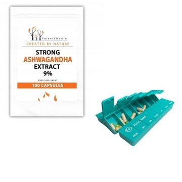 Ashwagandha 700mg - 100 kapsułek Forest Vitamin + kasetka na leki