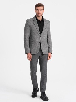 Мужская повседневная куртка с декоративной булавкой, серый меланж V1 OM-BLZB-0120 XXL