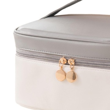 Женская косметичка Легкая косметичка с ручкой Серо-белая