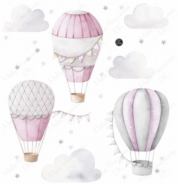 BALONY PASTELOWE ,CHMURKI, GWIAZDKI, RÓŻ