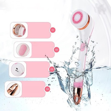 SZCZOTKA ELEKTRYCZNA DO MASAŻU NA SUCHO KĄPIELI MYCIA PLECÓW Z 4 GŁOWICAMI