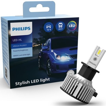 Philips żarówki LED H3 Ultinon Pro3021 6000K 12/24