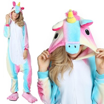 KOMBINEZON JEDNOCZĘSCIOWY PIŻAMA KIGURUMI PEGAZ PINK RAINBOW M ONESIZE