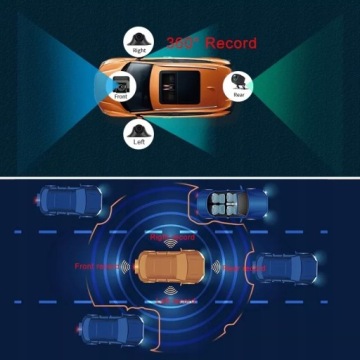 Регистратор 360°, 4 камеры, зеркало, Android ADAS 4G