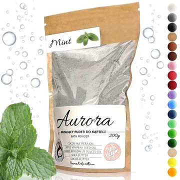 Sól MUSUJĄCY PUDER DO KĄPIELI o zapachu mięty MIĘTA szary barwiący wodę