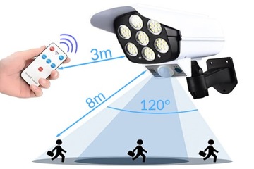 СОЛНЕЧНАЯ МОДЕЛЬ КАМЕРА МИГАЮЩАЯ СВЕТОДИОДНАЯ ЛАМПА ДАТЧИК ДВИЖЕНИЯ СУМЕРКИ ПУЛЬТ ДУ
