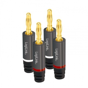 Разъем-банан Logilink Audio для самостоятельной сборки (4 шт), металл