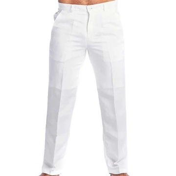 Letnie Slim casual Męskie lniane spodnie z kieszeniami oddychająca luźny