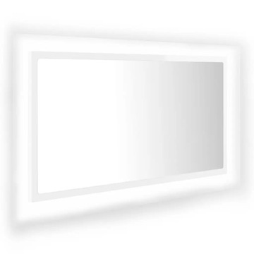 Lustro łazienkowe LED, wysoki połysk, białe, 80x8,