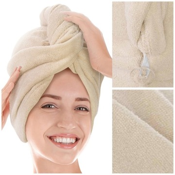 Turban 63x24 Ręcznik do Włosów Szybkoschnący Active Mikrofibra Beżowy